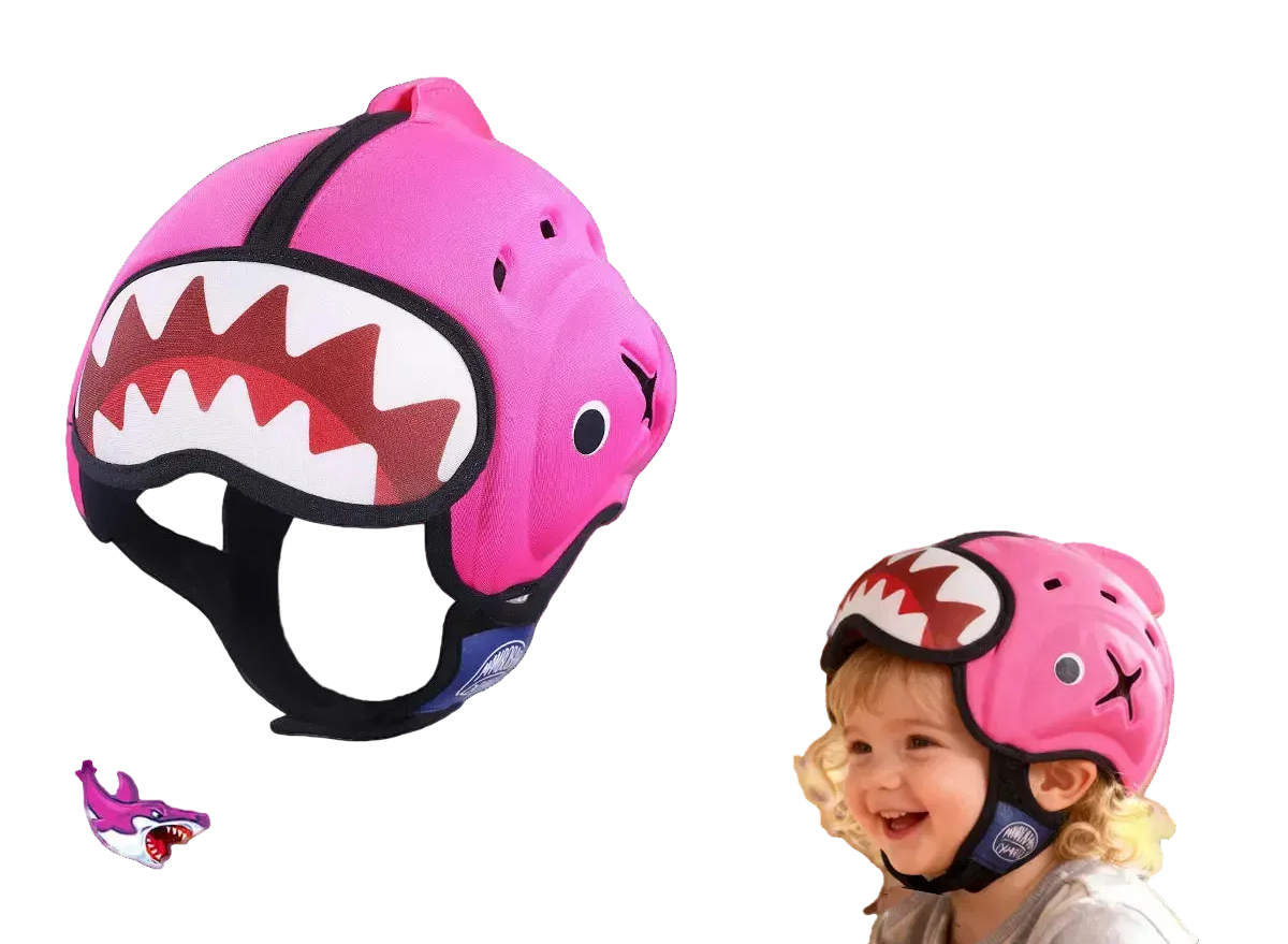Capacete Antichoque Infantil Mambobaby Guard Tubarão Rosa