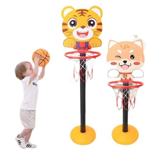 Kit de Basquete Ajustável para Crianças, Animais de Desenhos