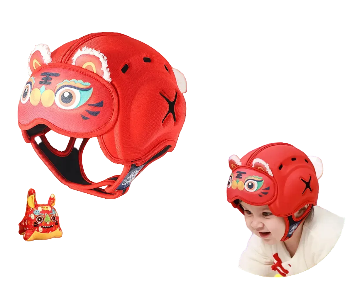 Capacete Antichoque Infantil Mambobaby Guard Tigre Vermelho