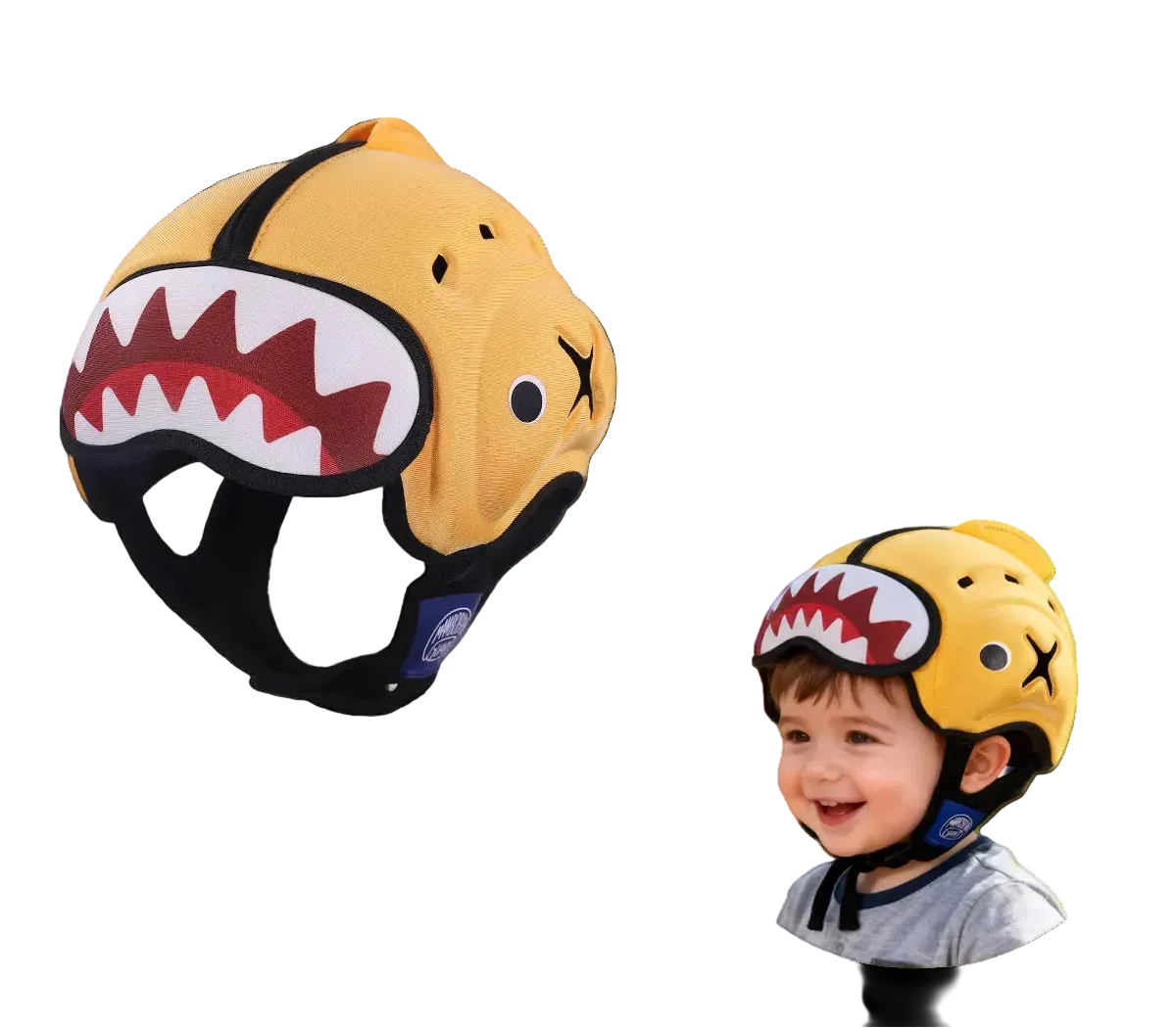 Capacete Antichoque Infantil Mambobaby Guard Tubarão Amarelo